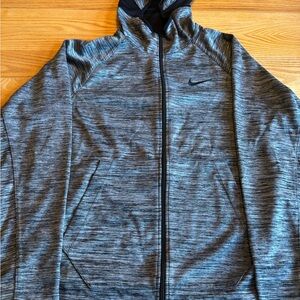 Men’s Nike Full Zip Hooded Sweatshirt Dri-Fit L  Heathered Gray Athletic Hiking